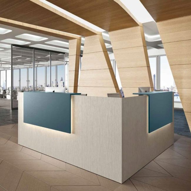 CLR2 bancone COLOR reception angolo con doppia mensola