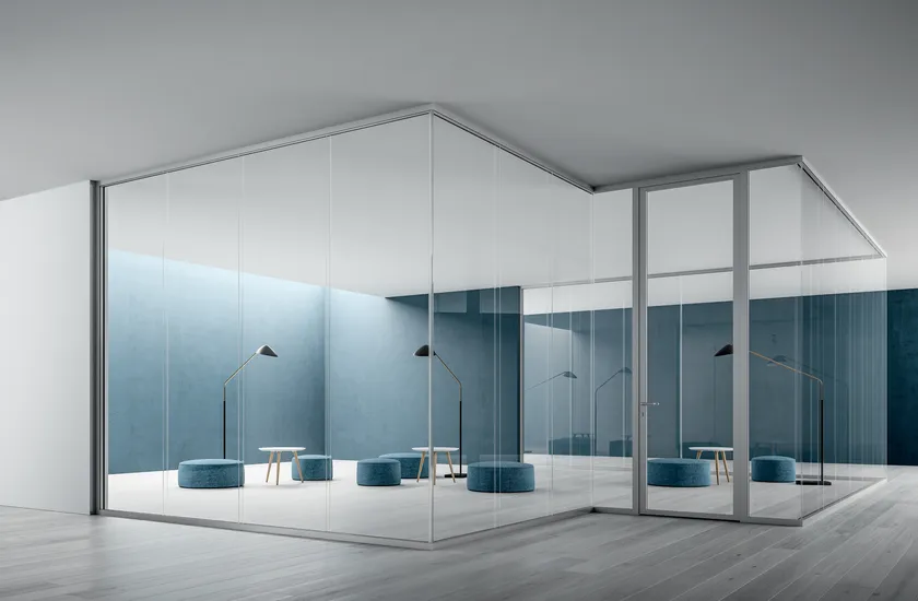 DVO DOUBLE GLASS Parete mobile verticale in alluminio e vetro - immagine 10