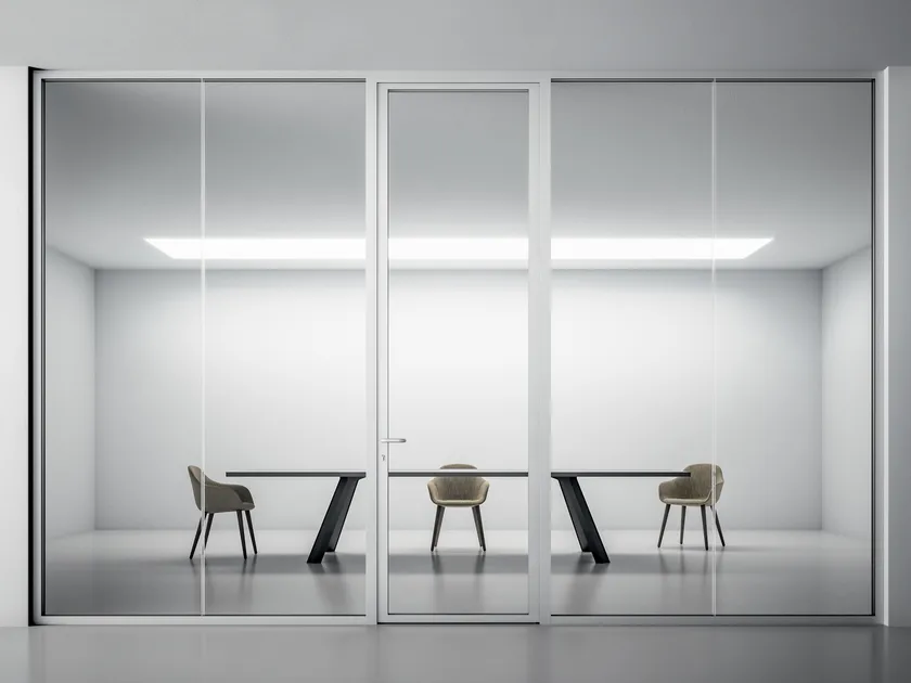 DVO DOUBLE GLASS Parete mobile verticale in alluminio e vetro