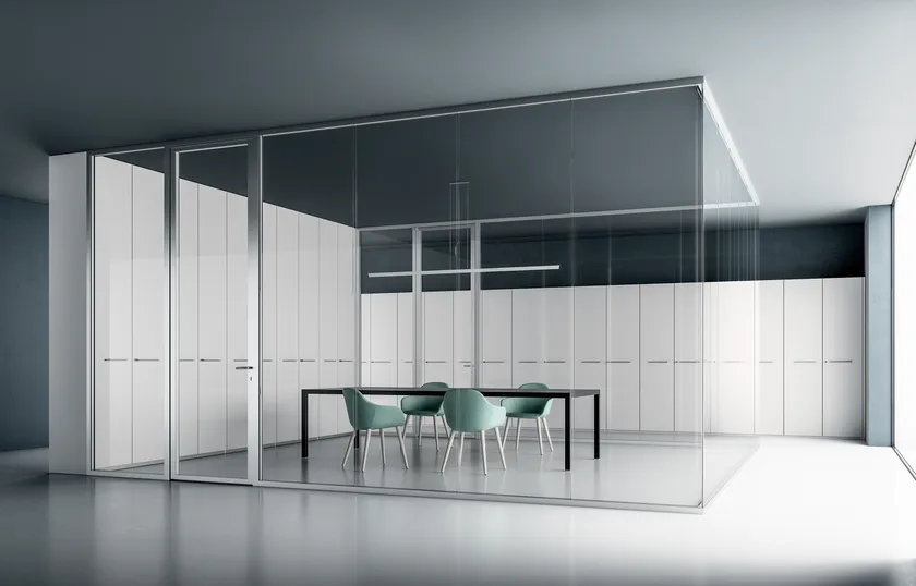 DVO DOUBLE GLASS Parete mobile verticale in alluminio e vetro - immagine 2
