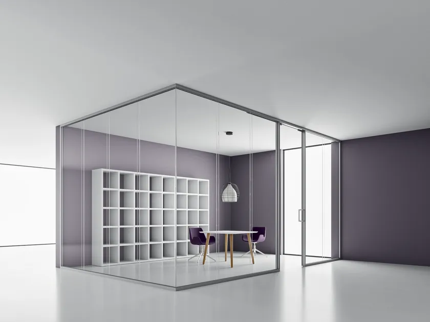 DVO DOUBLE GLASS Parete mobile verticale in alluminio e vetro - immagine 8