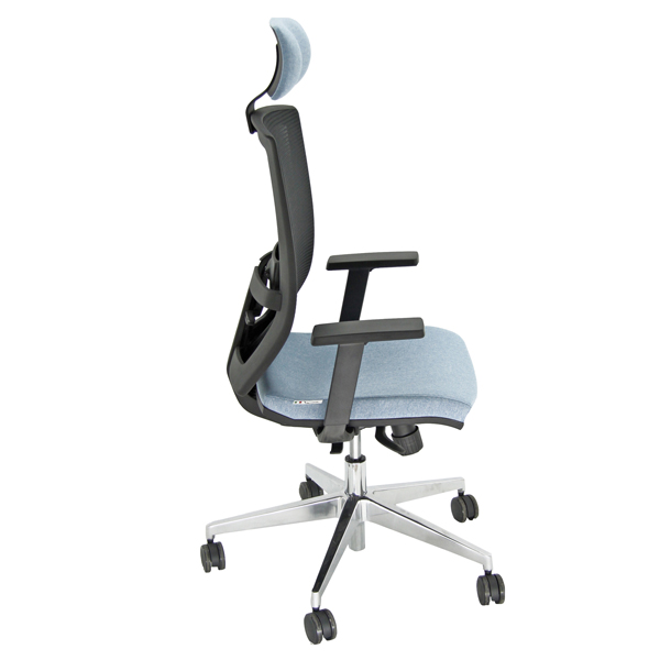 Poltrona semidirezionale Clotilde CTAPG - con braccioli regolabili e poggiatesta - celeste - Unisit - immagine 3